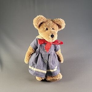 Boyds BearsTeddy Bear "Megan Bereiman" 14" Plush with Red Bow and Blue Dress